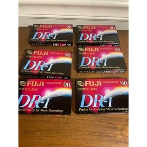 6 Pack Fuji DR-I 90 Normal Bias Type I Blank Audio Cassette Tapes Factory Sealed